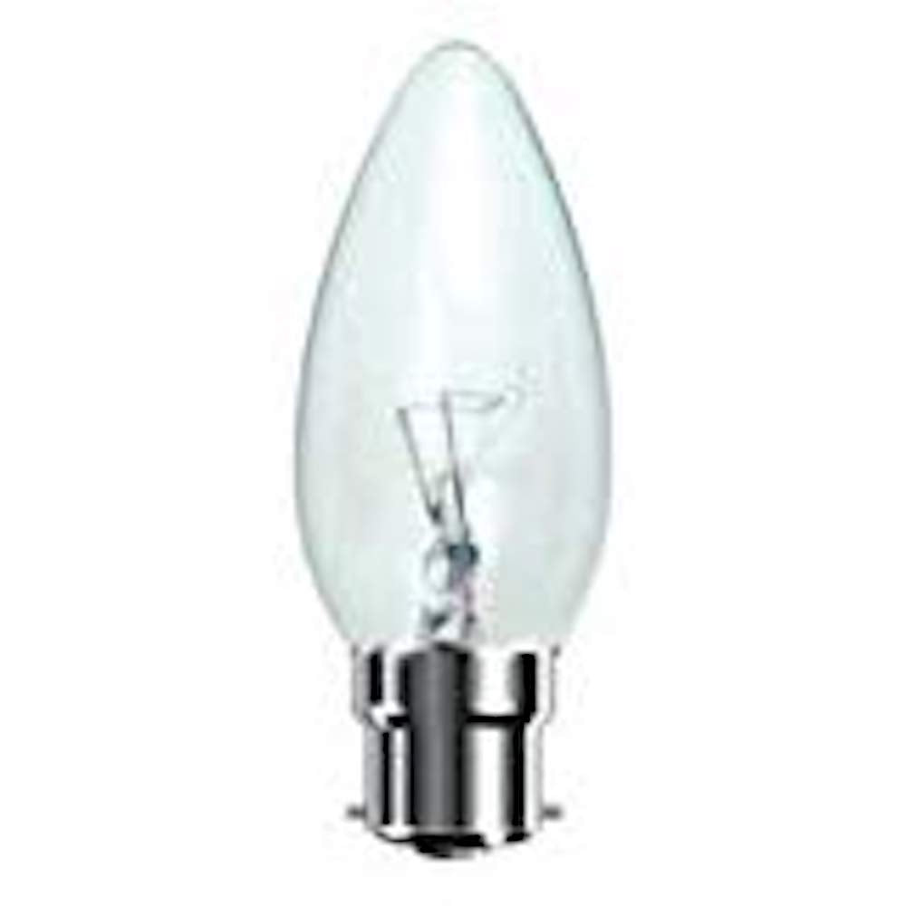 10 x 60w Incandescent Clear Candle Lamp B15/SBC Cap