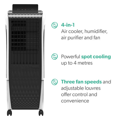 16L Portable Evaporative Air Cooler Air Purifier with anti-Bacterial PM2.5 filter and Humidifier