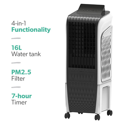 16L Portable Evaporative Air Cooler Air Purifier with anti-Bacterial PM2.5 filter and Humidifier