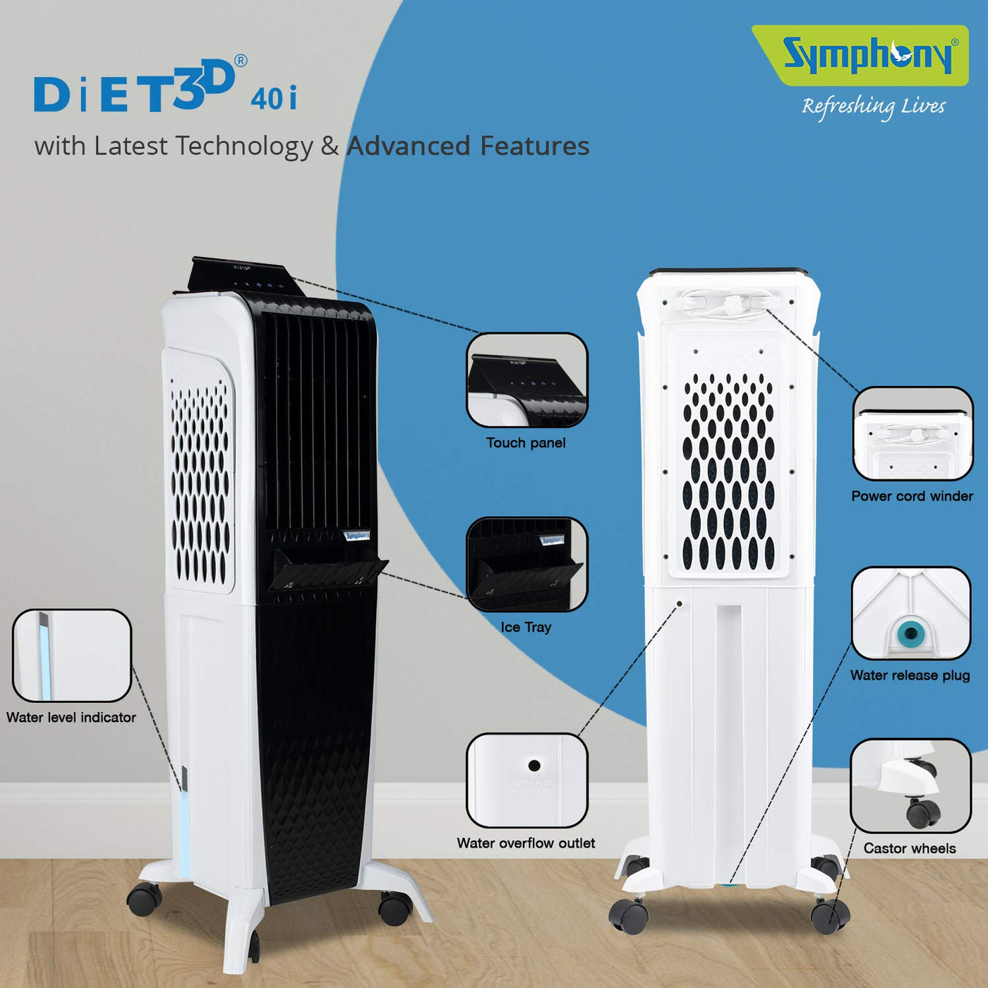 Symphony Diet 3D 40i Portable Tower Air Cooler