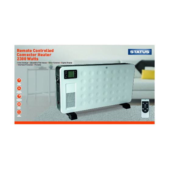 Remote Controlled Convector Heater, 2300w, Adjustable Thermostat, 24 hrs Timer, LCD